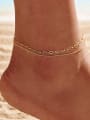thumb 925 Sterling Silver  Geometric Minimalist Double Layer Chain Anklet 1