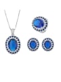 thumb Brass Cubic Zirconia Luxury Geometric Earring Ring and Necklace Set 0