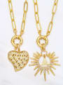 thumb Brass Cubic Zirconia Heart Vintage  Sun Pendant Necklace 0