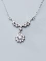 thumb 925 Sterling Silver Personality wings small flowers diamonds Necklace 1