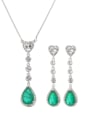 thumb Brass Cubic Zirconia Vintage Water Drop  Earring and Necklace Set 0