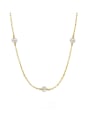 thumb 925 Sterling Silver Freshwater Pearl Geometric Minimalist Necklace 0