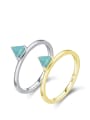 thumb 925 Sterling Silver Opal Triangle Minimalist Band Ring 0