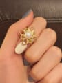 thumb 925 Sterling Silver Imitation Pearl Hollow  Flower Minimalist Free Size Band Ring 1