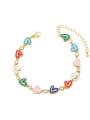 thumb Brass Cubic Zirconia Multi Color Enamel Heart Vintage Bracelet 4