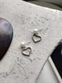 thumb 925 Sterling Silver Imitation Pearl Heart Minimalist Drop Earring 2