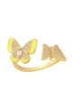 thumb Brass Enamel Cubic Zirconia Butterfly Hip Hop Band Ring 4