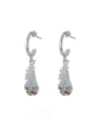 thumb 925 Sterling Silver Cubic Zirconia Feather Vintage Drop Earring 0