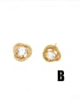 thumb Brass Cubic Zirconia Irregular Minimalist Stud Earring 3