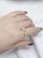 thumb Brass Freshwater Pearl Cat Vintage Band Ring 1