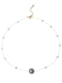 thumb Brass Freshwater Pearl Round Minimalist Necklace 0
