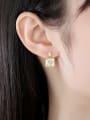 thumb Brass Cubic Zirconia Square Minimalist Chandelier Earring 1