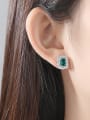thumb 925 Sterling Silver Classic Square Cubic Zirconia   Stud Earring 1