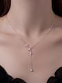 thumb 925 Sterling Silver Cubic Zirconia Tassel Dainty Necklace 1