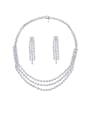 thumb Brass Cubic Zirconia Statement Tassel  Earring and Necklace Set 4
