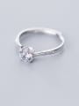 thumb 925 Sterling Silver Minimalist Square Cubic Zirconia Free Size Ring 1