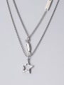 thumb 925 Sterling Silver Star Vintage Multi Strand Necklace 0