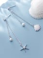 thumb 925 Sterling Silver Imitation Pearl  Starfish shell Trend Threader Earring 2