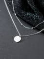 thumb 925 sterling silver round minimalist Fashion Round Double Chain  necklace 3