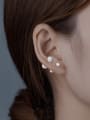 thumb 925 Sterling Silver Cubic Zirconia Round Bead Minimalist Stud Earring 1