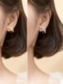 thumb 925 sterling silver cubic zirconia  bowknot dainty stud earring 2