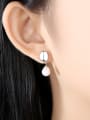 thumb 925 Sterling Silver Freshwater Pearl  Smooth Round Dainty Drop Earring 1