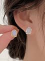 thumb 925 Sterling Silver Synthetic Opal Rectangle Minimalist Stud Earring 4