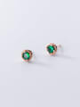 thumb 925 Sterling Silver Glass Stone Round Minimalist Stud Earring 3