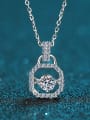 thumb Sterling Silver Moissanite Square Dainty Necklace 0