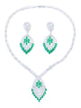 thumb Brass Cubic Zirconia Luxury Leaf  Earring and Necklace Set 2