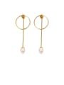 thumb Stainless Steel Imitation Pearl White Round Minimalist Drop Earring 0