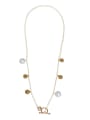 thumb Brass Freshwater Pearl Coin Vintage Long Strand Necklace 0