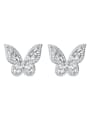 thumb 925 Sterling Silver Cubic Zirconia Butterfly Dainty Stud Earring 0