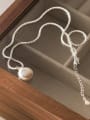 thumb 925 Sterling Silver Freshwater Pearl Geometric Minimalist Necklace 2