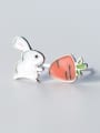 thumb 925 Sterling Silver Enamel  Cute Carrot rabbit  Stud Earring 3