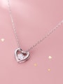 thumb 925 Sterling Silver Cubic Zirconia Simple hollow heart pendant  Necklace 2