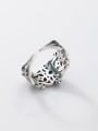 thumb 925 Sterling Silver Rhinestone Hollow  Flower Vintage Band Ring 3