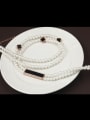 thumb Brass Imitation Pearl White Ball Dainty Long Strand Necklace 0