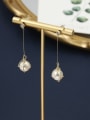 thumb Brass Imitation Pearl White Geometric Minimalist Drop Earring 0