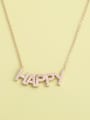 thumb 925 Sterling Silver Cubic Zirconia Pink Letter Minimalist Long Strand Necklace 0
