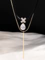 thumb Brass Water Drop Dainty Long Strand Necklace 0