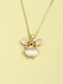 thumb 925 Sterling Silver Cats Eye White Enamel Mouse Long Strand Necklace 0
