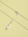 thumb 925 Sterling Silver Cubic Zirconia White Geometric Minimalist Long Strand Necklace 1