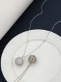 thumb Brass Rhinestone White Ball Minimalist Long Strand Necklace 0