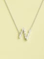 thumb 925 Sterling Silver Cubic Zirconia White Letter Minimalist Long Strand Necklace 1