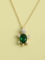 thumb 925 Sterling Silver Cubic Zirconia Green Turtle Minimalist Long Strand Necklace 0