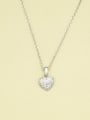 thumb 925 Sterling Silver Cubic Zirconia White Heart Minimalist Necklace 1