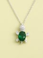 thumb 925 Sterling Silver Cubic Zirconia Green Turtle Minimalist Long Strand Necklace 1