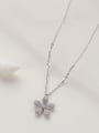 thumb 925 Sterling Silver Cubic Zirconia Flower Minimalist Long Strand Necklace 0