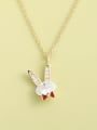 thumb 925 Sterling Silver Cubic Zirconia White Rabbit Minimalist Long Strand Necklace 0